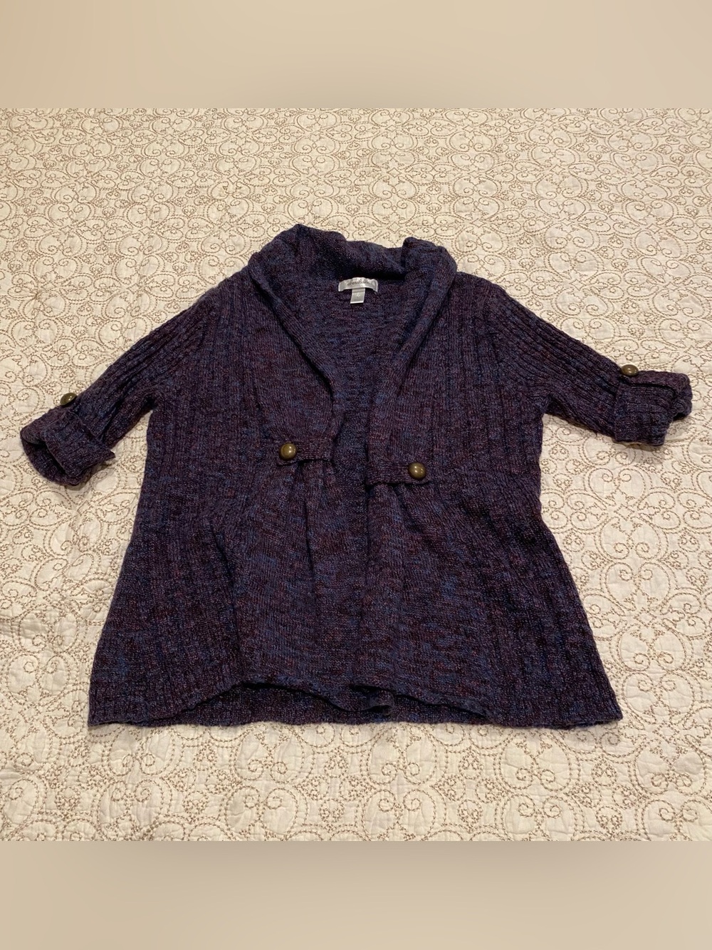 Dressbarn Women’s Knit Cardigan in Blue and Burgundy Size Large
